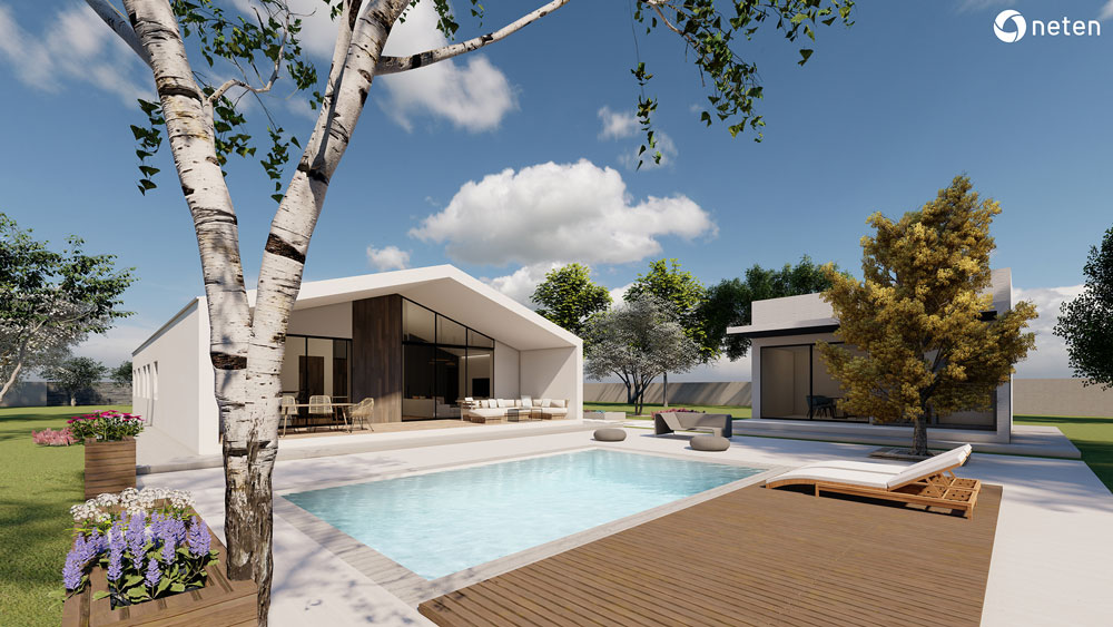 Casa rural moderna con piscina